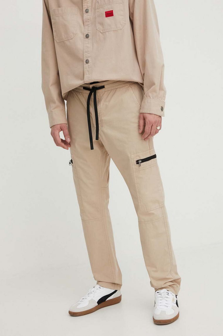 HUGO spodnie męskie kolor beżowy proste 50505851