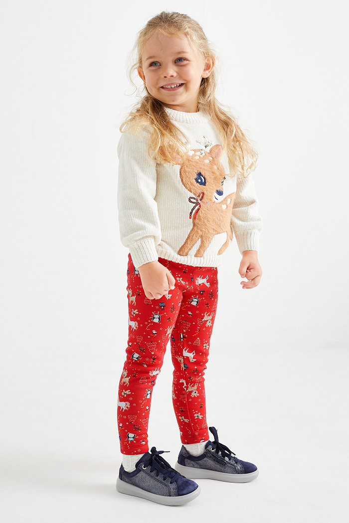 C&A Jednorożec-ciepłe legginsy w świątecznym stylu, Czerwony, Rozmiar: 98