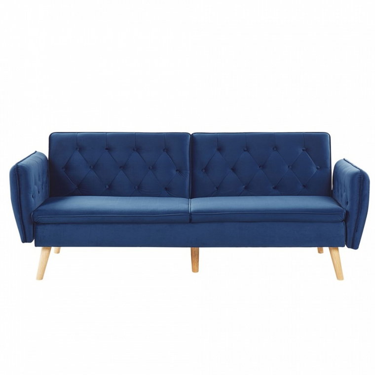 Sofa rozkładana welurowa niebieska BARDU kod: 4251682249980