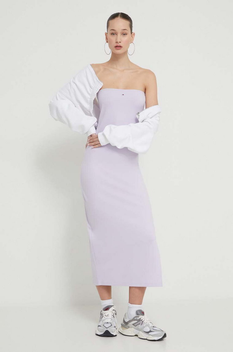 Tommy Jeans sukienka kolor fioletowy mini dopasowana
