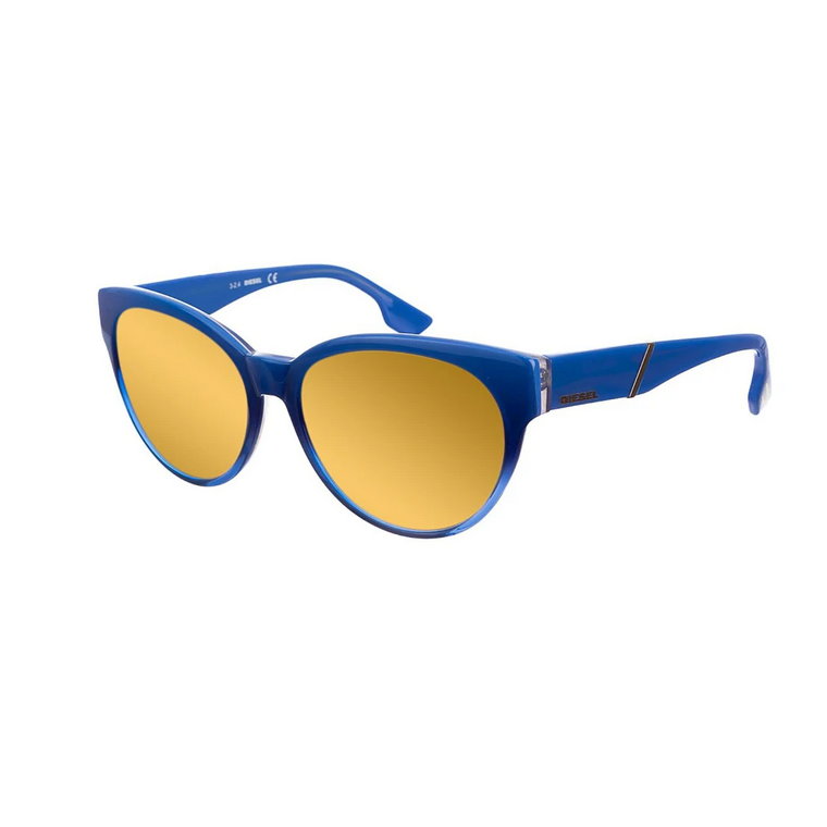 Niebieskie Okulary Owalne z Żółtymi Lustrem Diesel