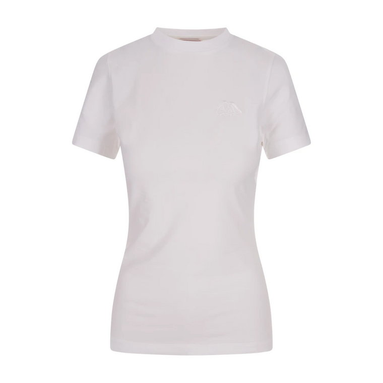Biała T-shirt Slim-Fit z Logo Pieczęci Alexander McQueen