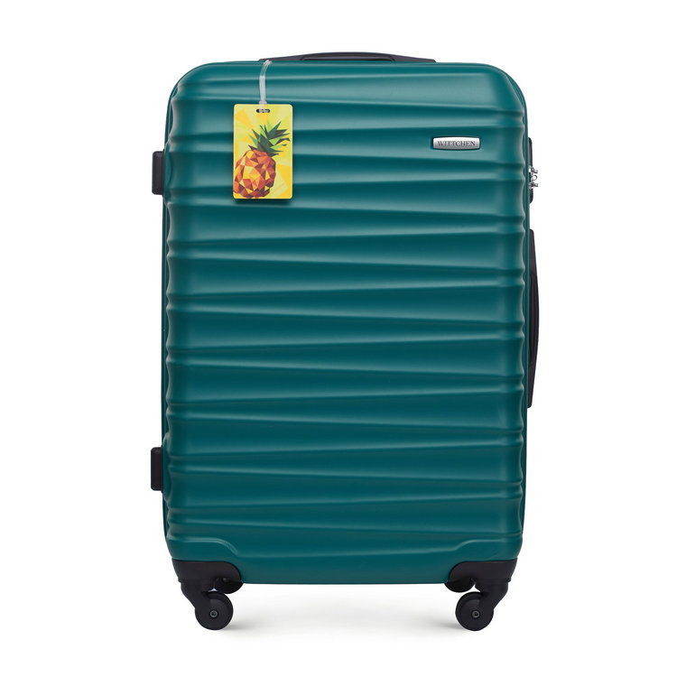 Średnia walizka z ABS - u z identyfikatorem zielona