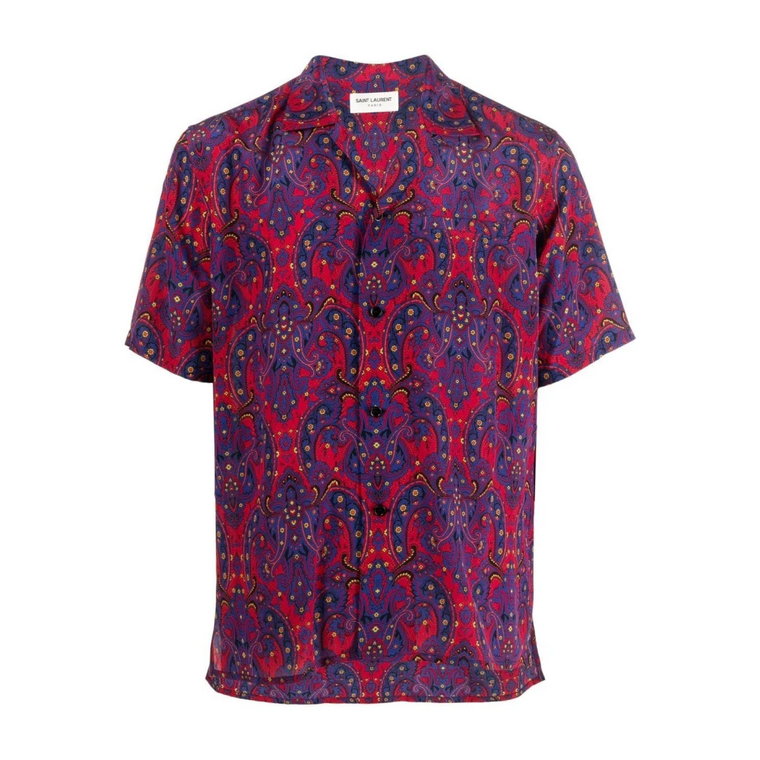 Jedwabna koszula z abstrakcyjnym wzorem Paisley Saint Laurent