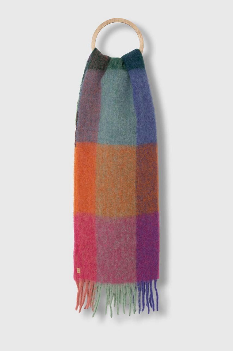 Woolrich szalik wełniany Multicolor Wool Check Scarf kolor zielony wzorzysty CFWWAC0171FRUT3554