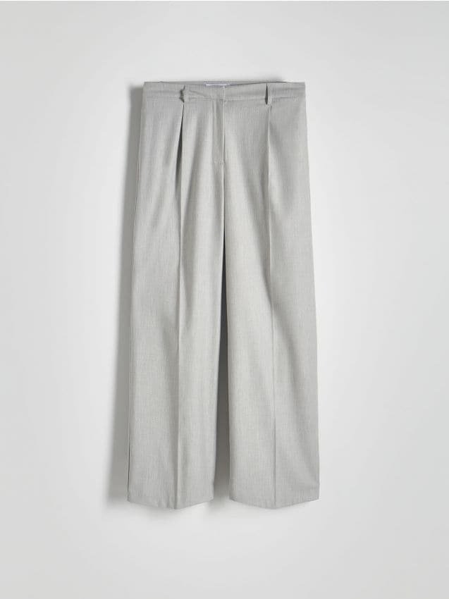 Reserved - Spodnie w kant z wiskozą - jasnoszary