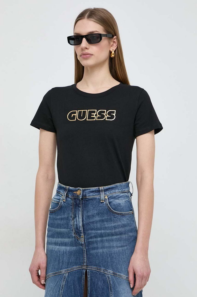 Guess t-shirt bawełniany GLOSSY damski kolor czarny W4RI30 I3Z14