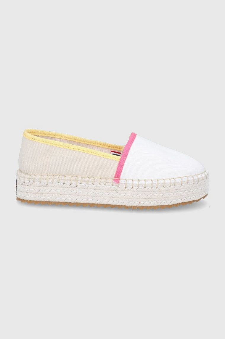 Tommy Jeans espadryle EN0EN01832.AA8.FLATFOR kolor biały na platformie