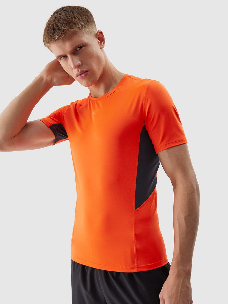 Koszulka treningowa slim z materiałów z recyklingu męska - pomarańczowa