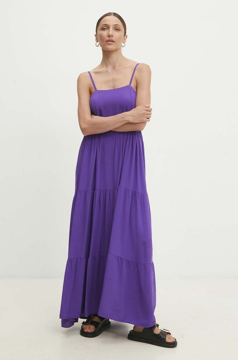 Answear Lab sukienka kolor fioletowy maxi rozkloszowana