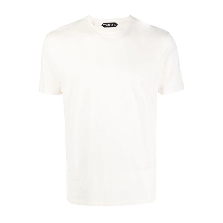 Beżowy Bawełniany T-shirt z Okrągłym Dekoltem Tom Ford