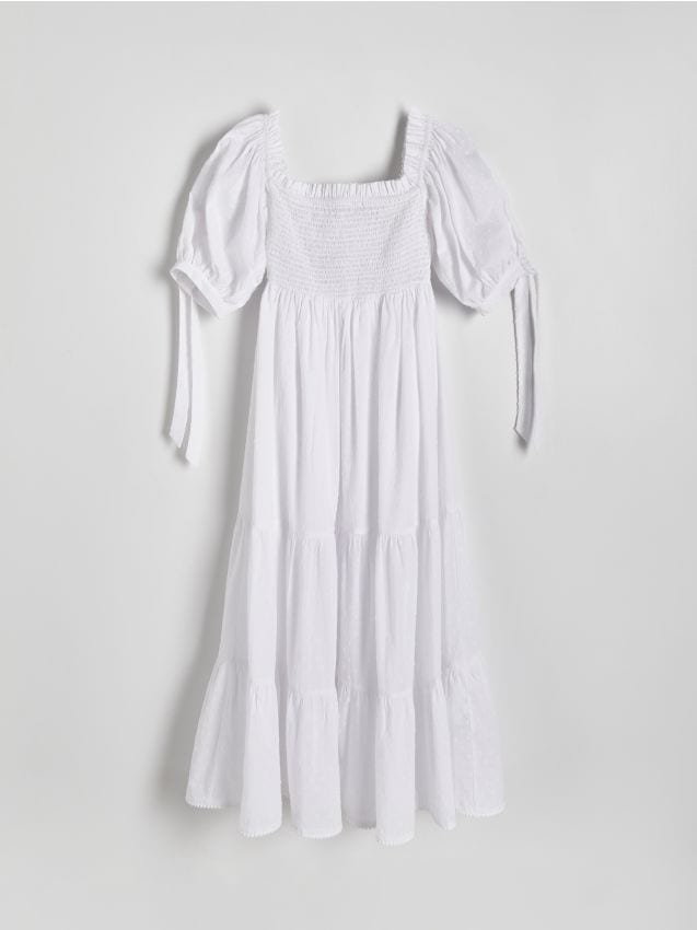 Reserved - Sukienka z bawełny plumeti - biały