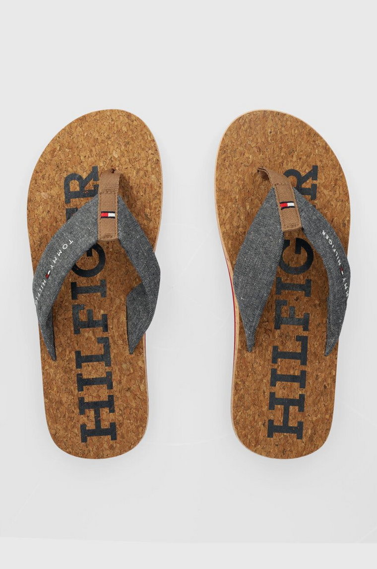 Tommy Hilfiger japonki CORK BEACH SANDAL męskie kolor granatowy FM0FM05028