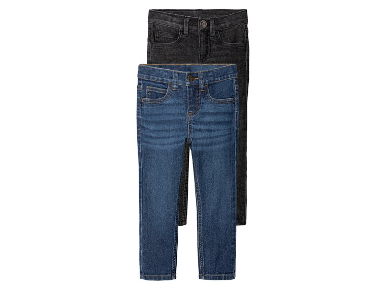 lupilu Jeansy dziecięce slim fit, 2 pary (Czarny/niebieski, 98)