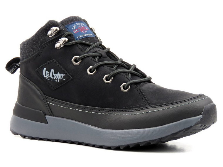 Ciepłe trzewiki męskie na grubej podeszwie - LEE COOPER LCJ-21-01-0533M, czarne