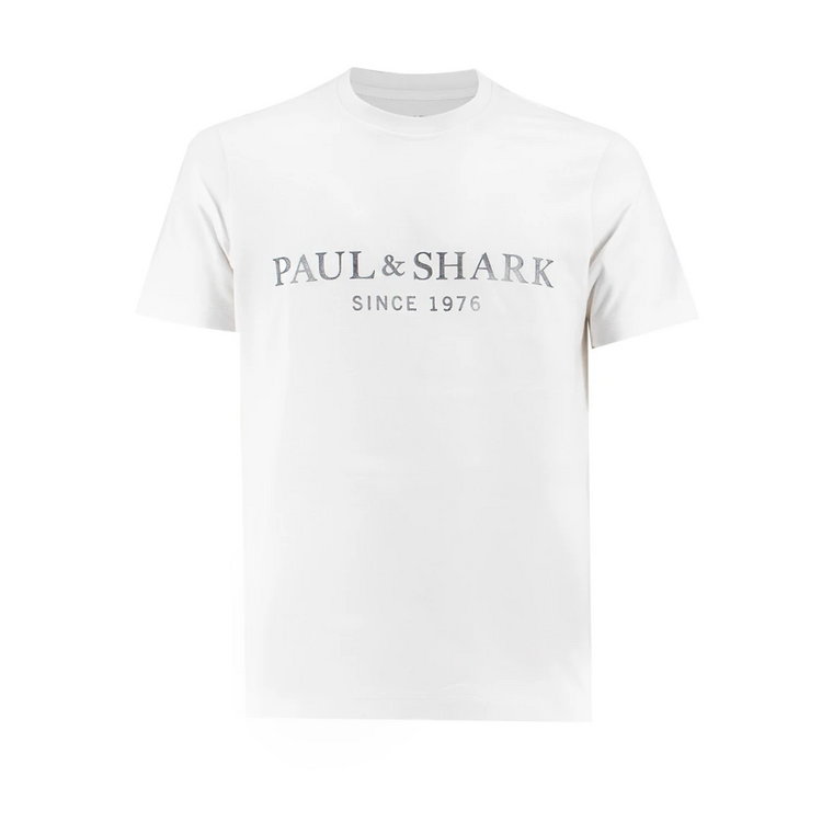 Luźna koszulka z okrągłym dekoltem i stylowym nadrukiem Paul & Shark