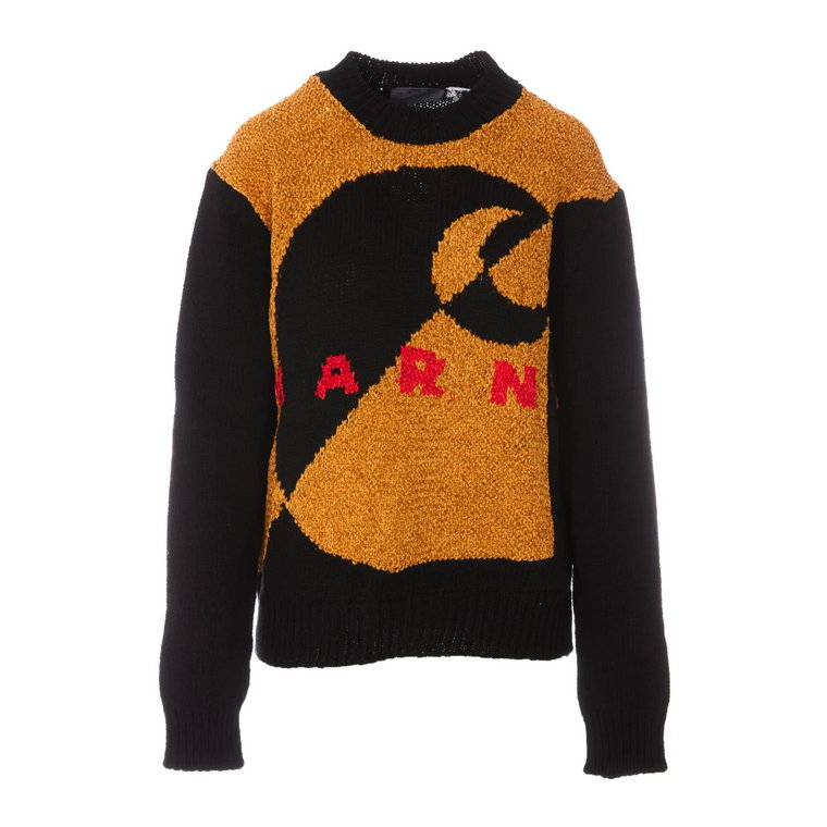 Wygodny i stylowy sweter z haftem na crewneck Marni