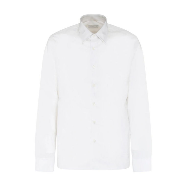 Biała Koszula z Bawełny Poplinowej Prada