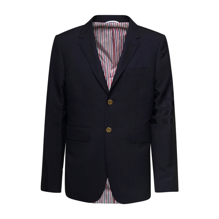 Klasyczne kurtki z dopasowaniem Classic Fit w Engineered 4 Bar Plain Weave Suiting Thom Browne