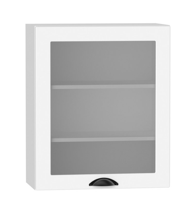 Górna szafka kuchenna z przeszklonym frontem biała - Pergio 46X 60 cm