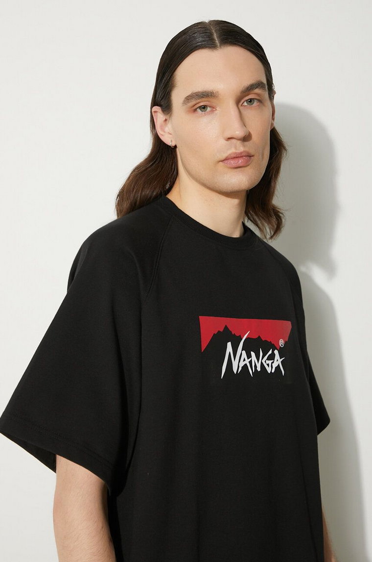 Nanga t-shirt Eco Hybrid Box Logo Loose Fit Tee męski kolor czarny z nadrukiem NW2311.1G209