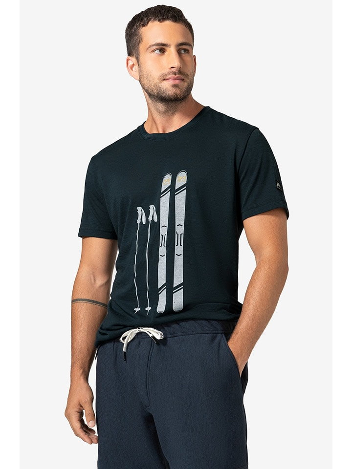 super.natural Koszulka "Skiing Gear" w kolorze granatowym
