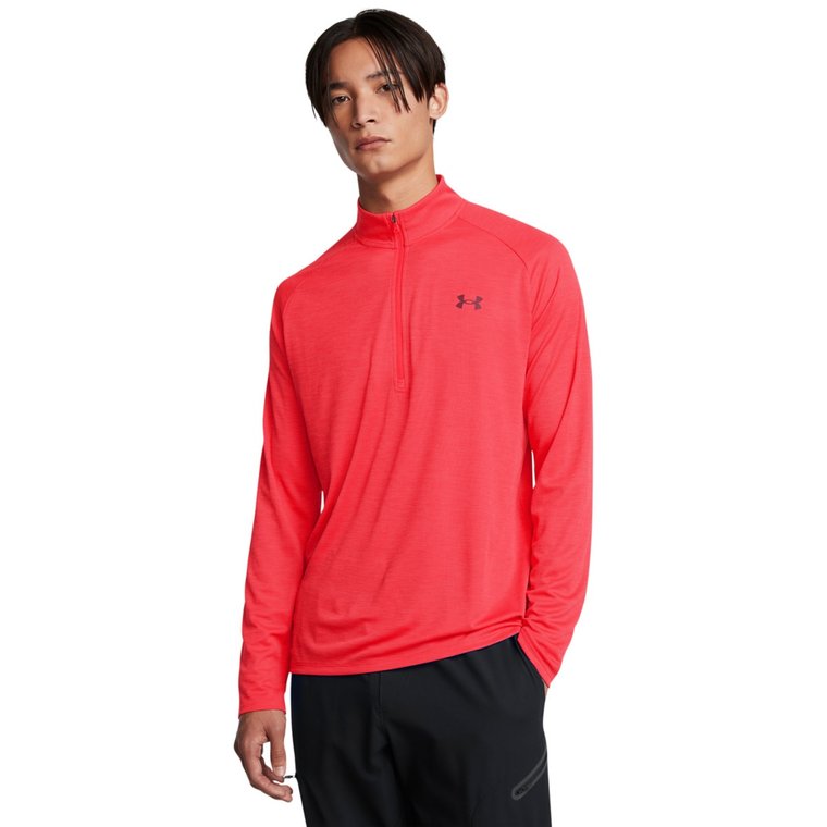 Męski longsleeve treningowy Under Armour UA Tech Textured 1/2 Zip - czerwony