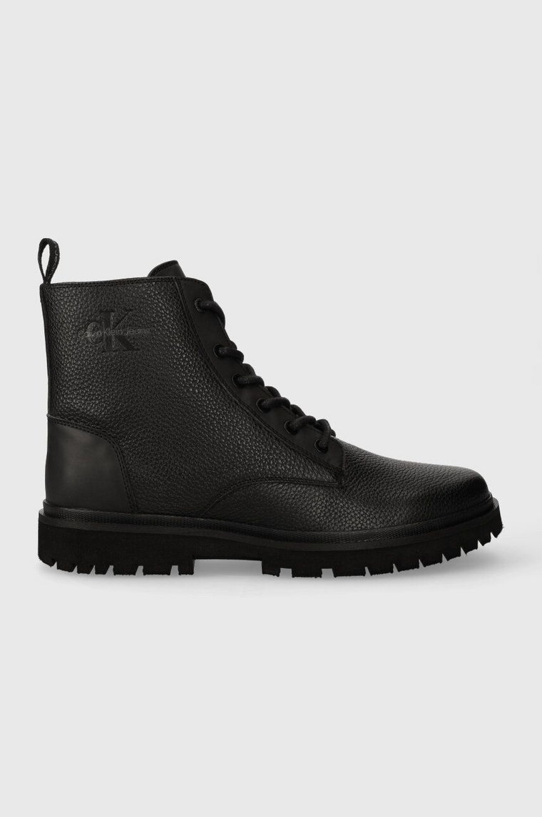 Calvin Klein Jeans buty wysokie EVA MID LACEUP BOOT LTH męskie kolor czarny YM0YM00751