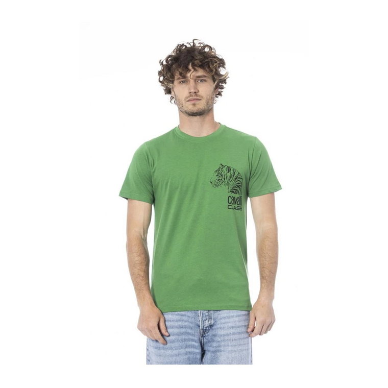 Zielony T-shirt z nadrukiem logo Cavalli Class