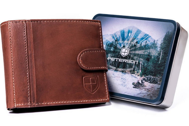 Skórzany portfel męski na karty z zabezpieczeniem RFID Protect  Peterson