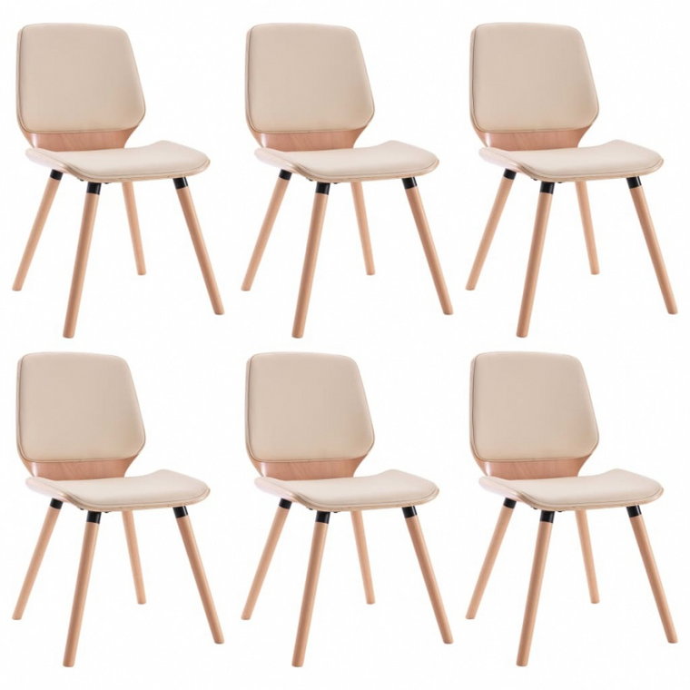 Krzesła stołowe, 6 szt., kremowe, sztuczna skóra kod: V-3054807