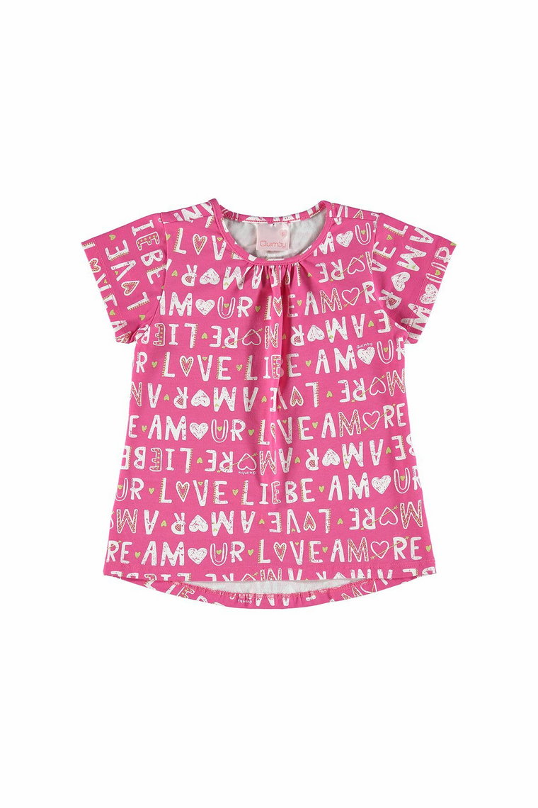 Różowy t-shirt dziewczęcy w napisy