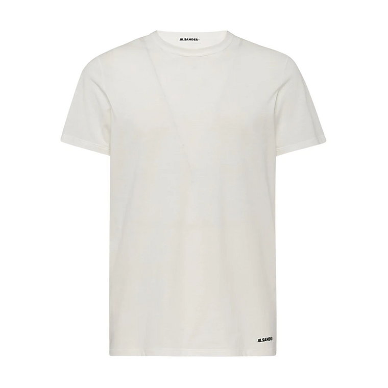 Biała Bawełniana Koszulka z Okrągłym Dekoltem Jil Sander