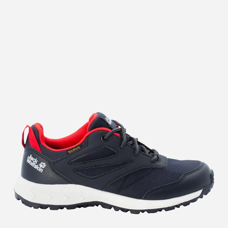 Buty sportowe chłopięce lekkie Jack Wolfskin Woodland Texapore Low K 4042162-8332 38 Ciemnoniebieski/Czerwony (4064993186864). Buty sportowe chłopięce