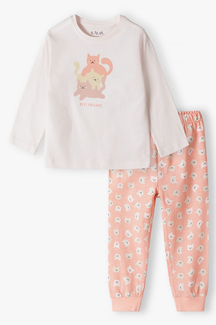 Różowa dzianinowa piżama dla dziewczynki - 5.10.15.