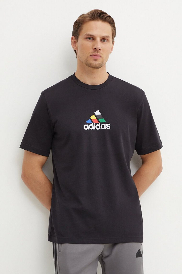 adidas t-shirt bawełniany Tiro męski kolor czarny z nadrukiem IW2672