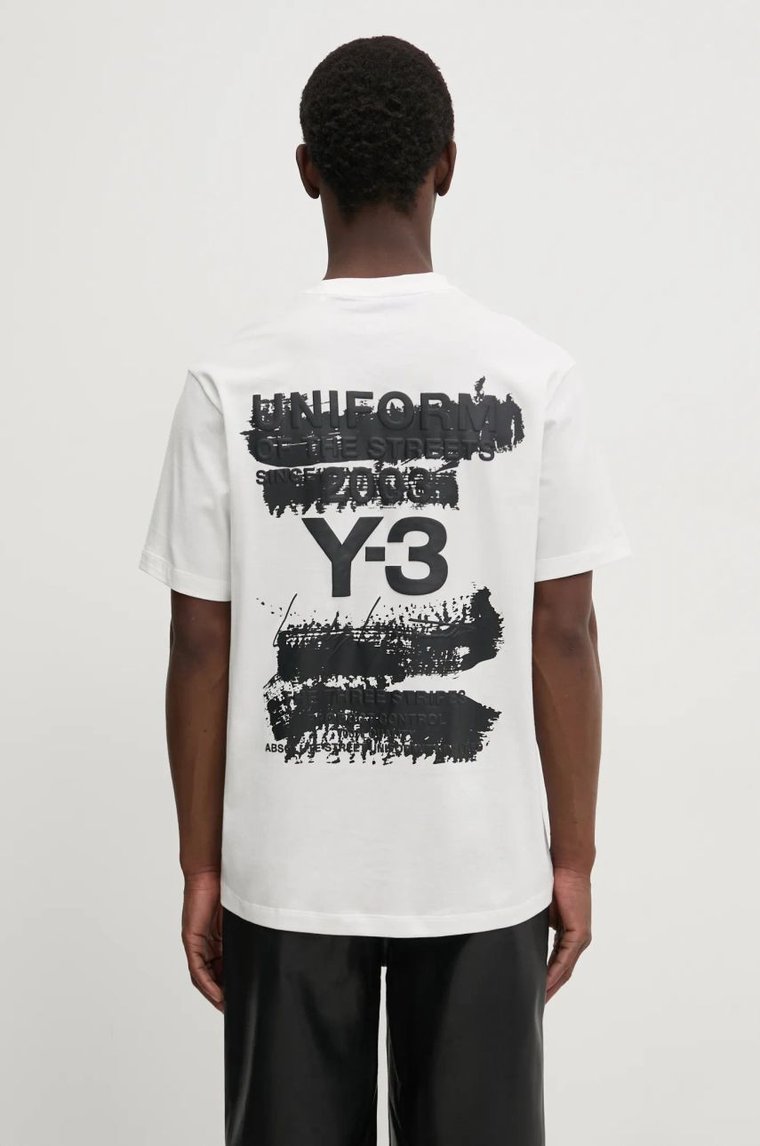 Y-3 t-shirt bawełniany Graphic SS Tee kolor biały z nadrukiem JM7815