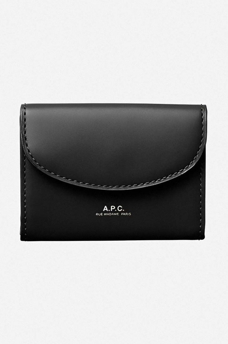 A.P.C. portfel skórzany Buisness Card kolor czarny PXAWV.F63349-BLACK