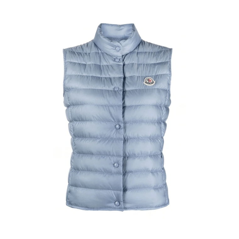 Sky Blue Padded Logo-Patch Kamizelka Moncler