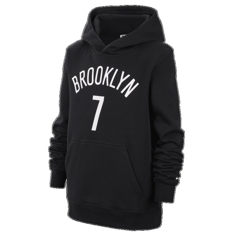 Dzianinowa bluza z kapturem dla dużych dzieci Brooklyn Nets Essential Nike NBA - Czerń