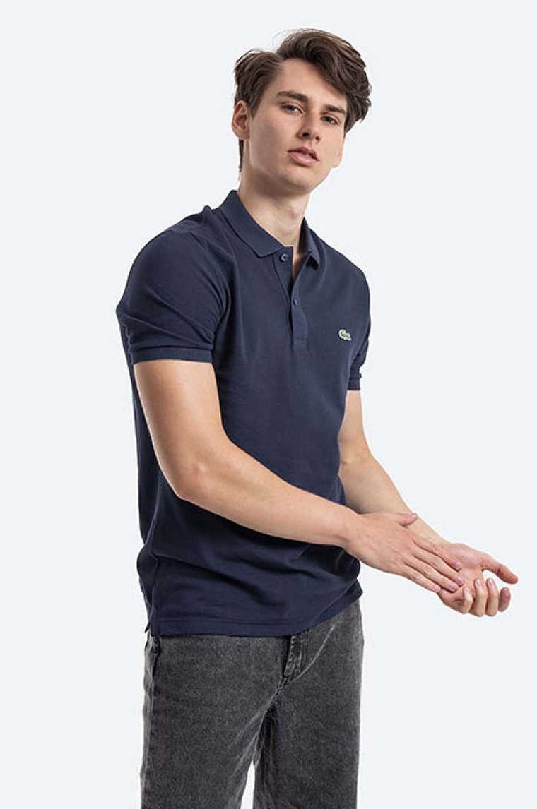 Lacoste polo bawełniane PH4012 166 kolor granatowy gładki PH4012.166-166