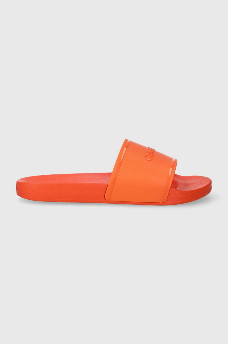 Calvin Klein klapki POOL SLIDE RUBBER damskie kolor pomarańczowy HW0HW02000