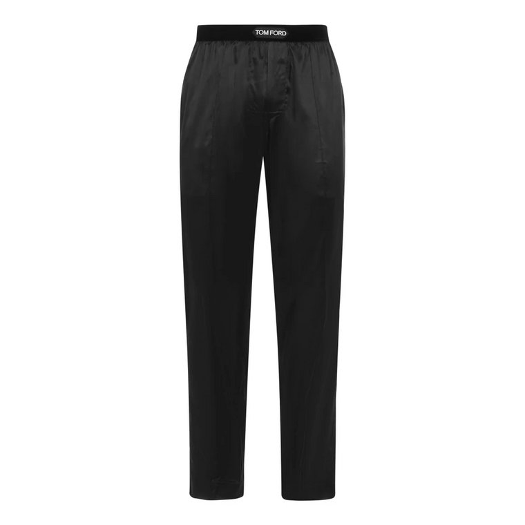 Brązowo-Czarne Spodnie z Elastycznym Paskiem z Weluru Tom Ford