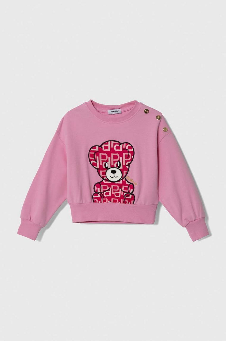 Pinko Up bluza dziecięca kolor różowy z aplikacją