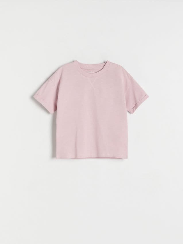 Reserved - Bawełniany t-shirt - fioletowy
