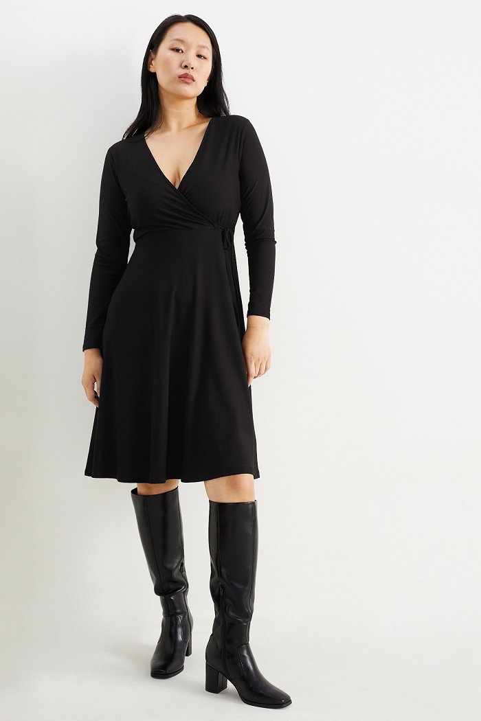 C&A Sukienka w kopertowym stylu, Czarny, Rozmiar: M
