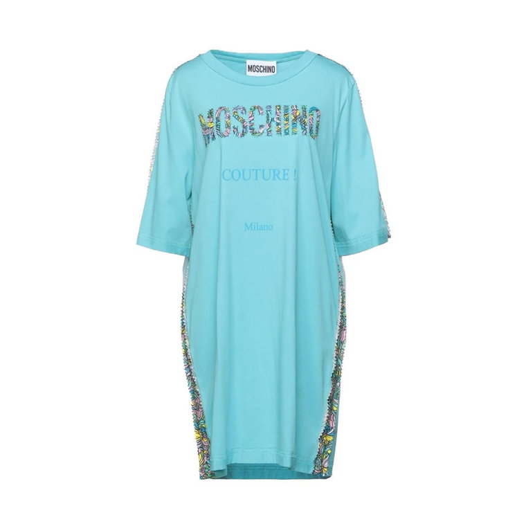 Sukienka T-shirt Couture z Kolorowym Logo Moschino