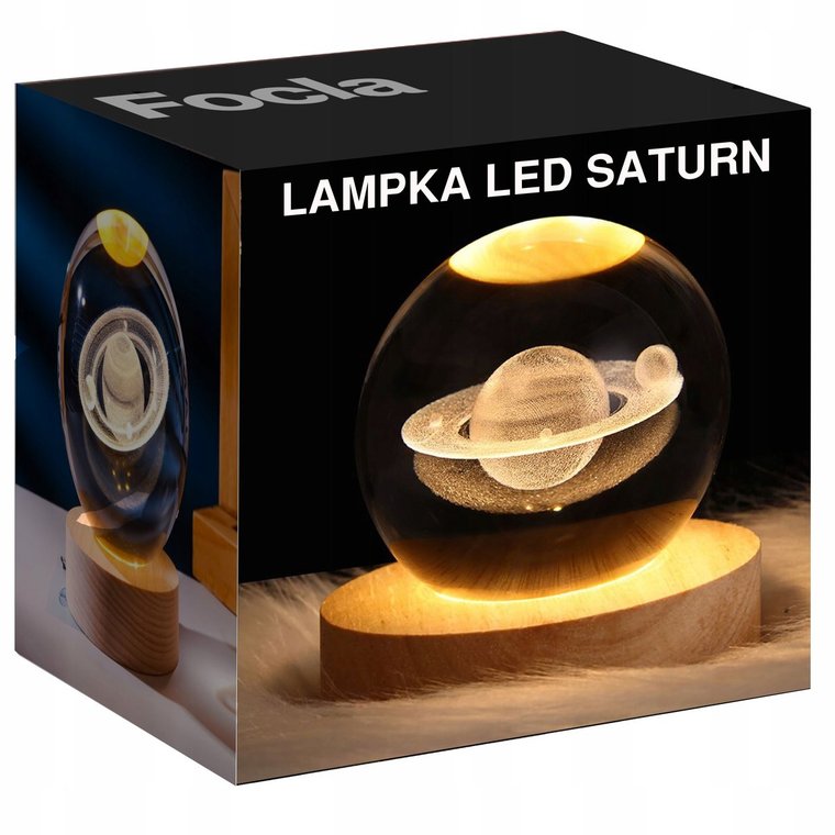 LAMPKA NOCNA BIURKOWA LED SZKLANA KULA - SATURN KOSMOS - Na DZIEŃ DZIECKA