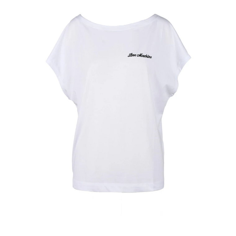 Stylowa Biała Bawełniana Koszulka Love Moschino