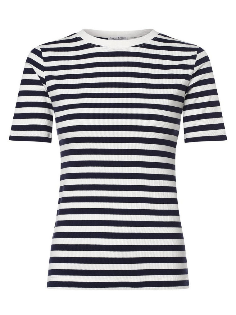 Marie Lund - T-shirt damski, niebieski|biały